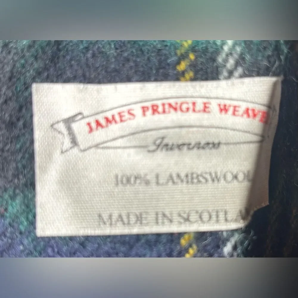 Vintage James Pringle Weavers Inverness Tartan 100% Lambswool Scarf with Fringe